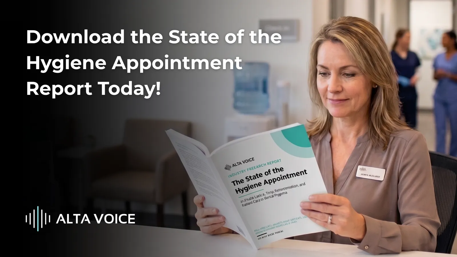 Dental hygienist reading The State of the Hygiene Appointment 2026 report